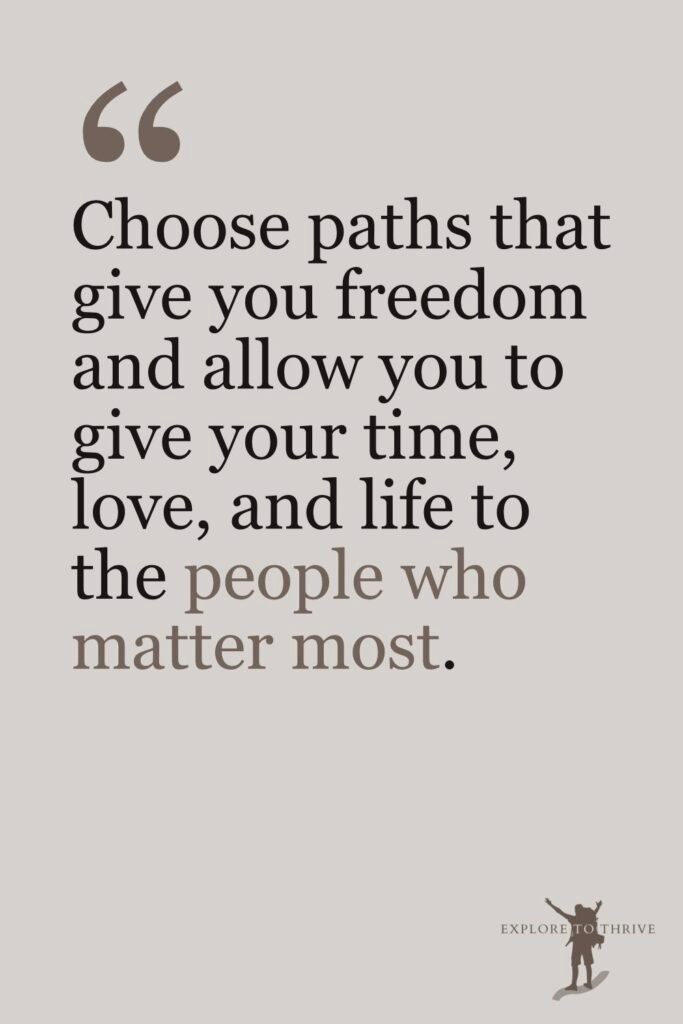10 Real Reasons I Left My Corporate Job for Blogging 7 Blog Post Quotes #6 Choose paths that give you freedom and allow you to give your time, love, and life to the people who matter most.