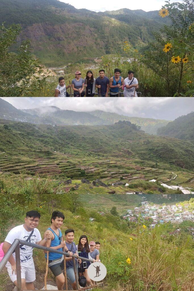 Hiking buddies and the view along the trail to Bomod-Ok Falls in Sagada, Philippines