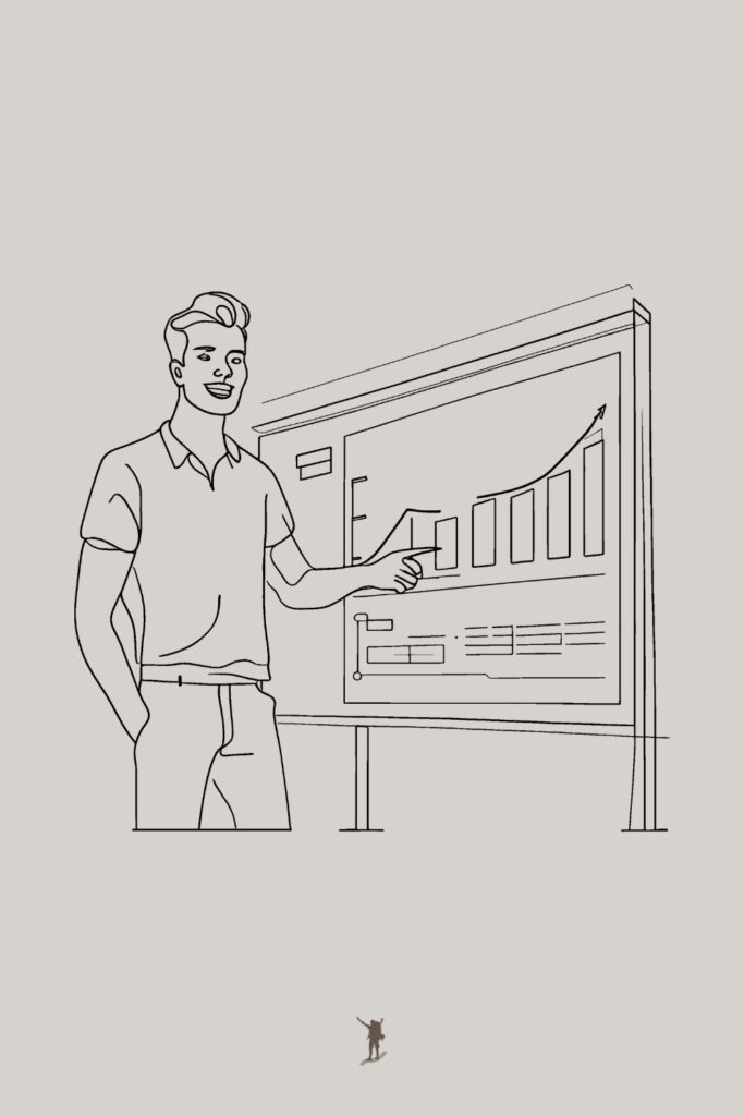 Line art — A guy pointing the direction of this project