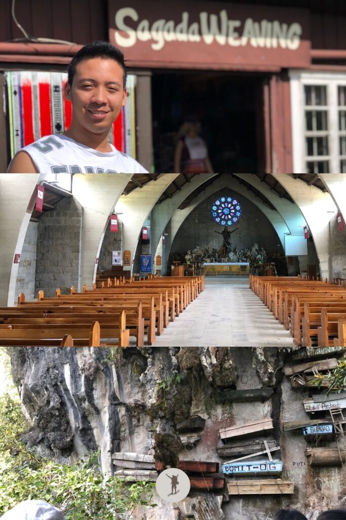 Sagada weaving, Inside Saint Mary's Church, and Hanging Coffins of Sagada, Philippines