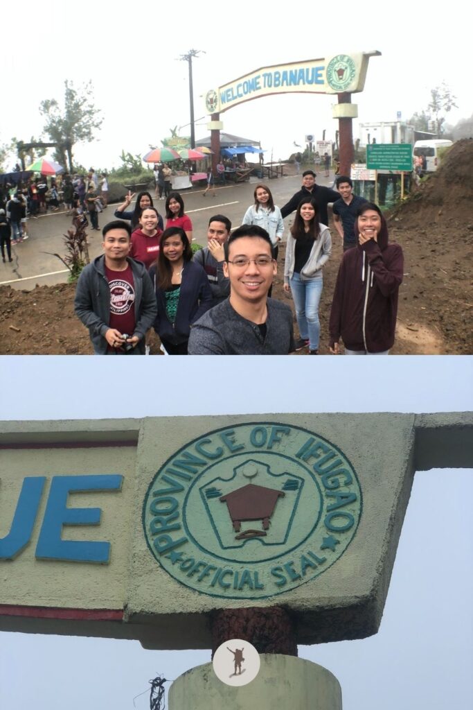 Welcome to Banaue Arch group photo, a quick stop before reaching Sagada, Philippines