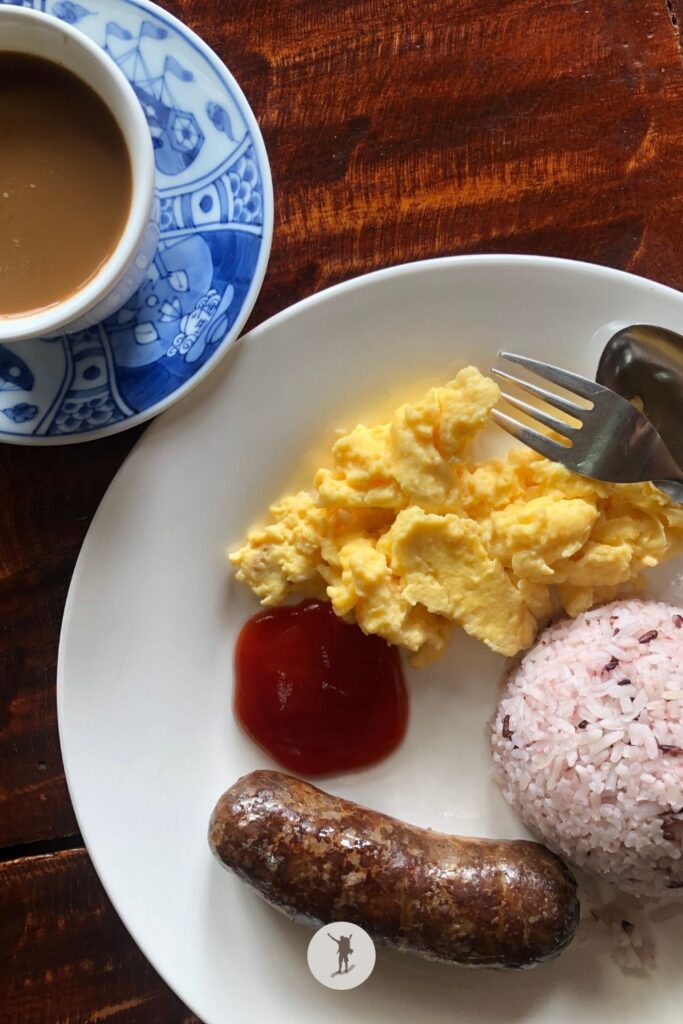 Yoghurt House egg and sausage with brown rice meal, Sagada, Philippines