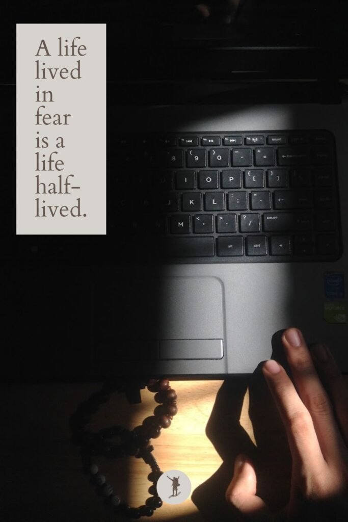 Live Without Regrets: How I Realized it & Actions I'm Taking 3 A life lived in fear is a life half-lived, quote, my old laptop and rosary