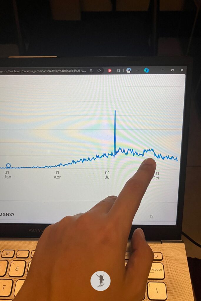I am pointing at the traffic graph for WanderInEurope
