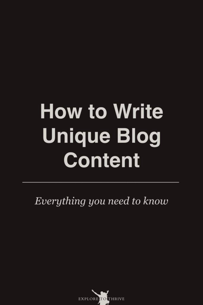 Writing a Blog Post with Unique Content (Here’s an Example) 7 How to Write Unique Blog Content Everything you need to know — Pinterest Pin