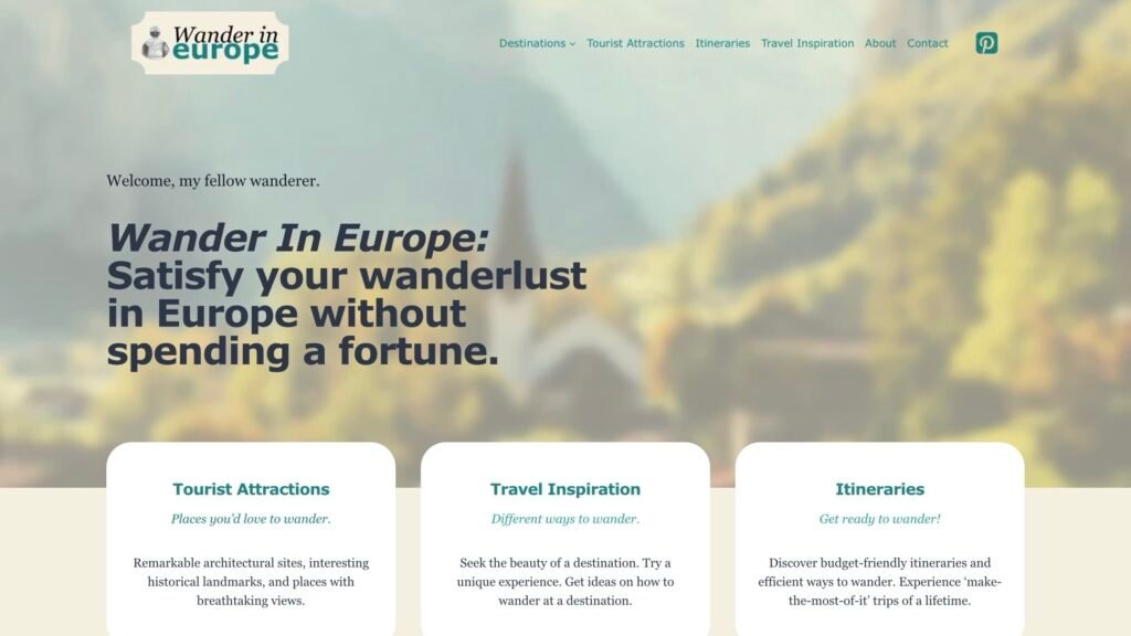 CV 2 WanderInEurope Home Page Screenshot