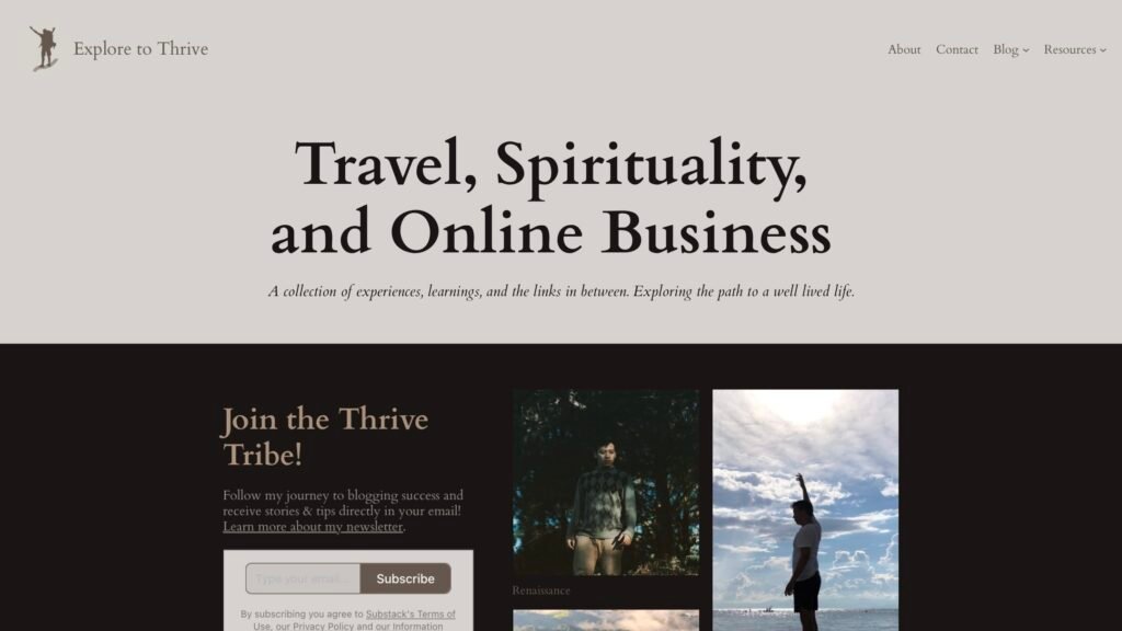 CV 1 Explore to Thrive Home Page Screenshot