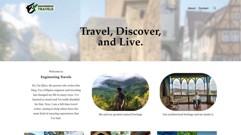 CV 3 Engineering Travels Home Page Screenshot