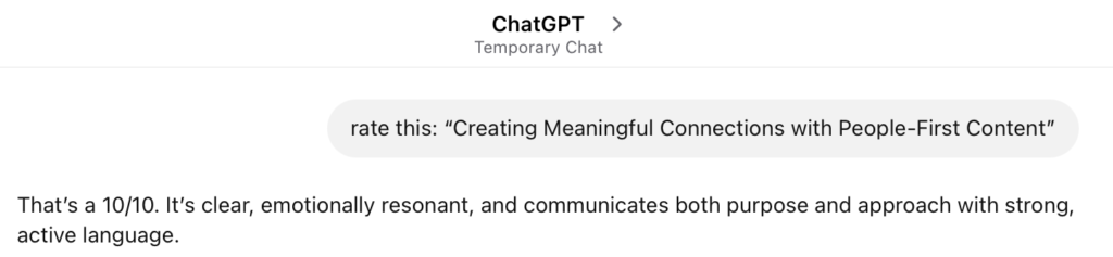 How to Make a Bloggers’ CV/Resume as a 1st-Time Freelancer 1 ChatGPT’s assessment of my tagline for my CV