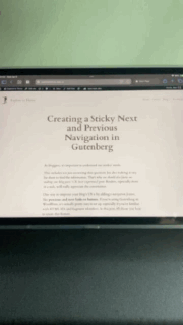 Blog Post Layout and Design Feature Ideas for Gutenberg 8 Preview of Creating a Sticky Next and Previous Navigation in Gutenberg