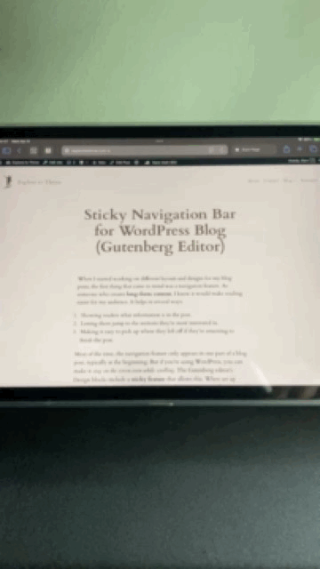 Blog Post Layout and Design Feature Ideas for Gutenberg 6 Preview of Sticky Navigation Bar for WordPress Blog (Gutenberg Editor)