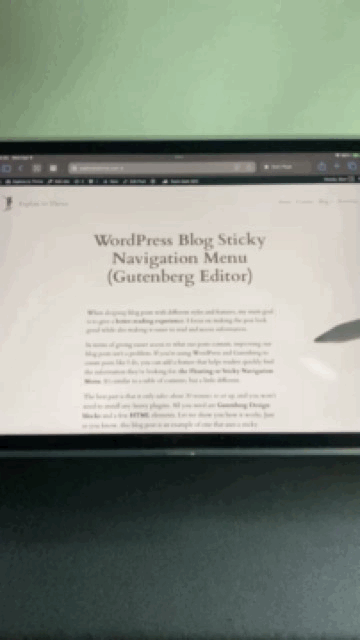 Blog Post Layout and Design Feature Ideas for Gutenberg 7 Preview of WordPress Blog Sticky Navigation Menu Gutenberg Editor