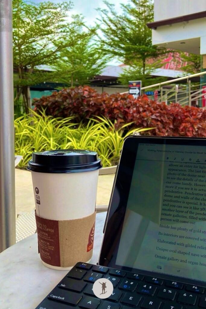 Struggles of Building an Online Business From Coffee Shops and How to Handle Them 13 Drinking coffee near the garden in an Outlets Mall