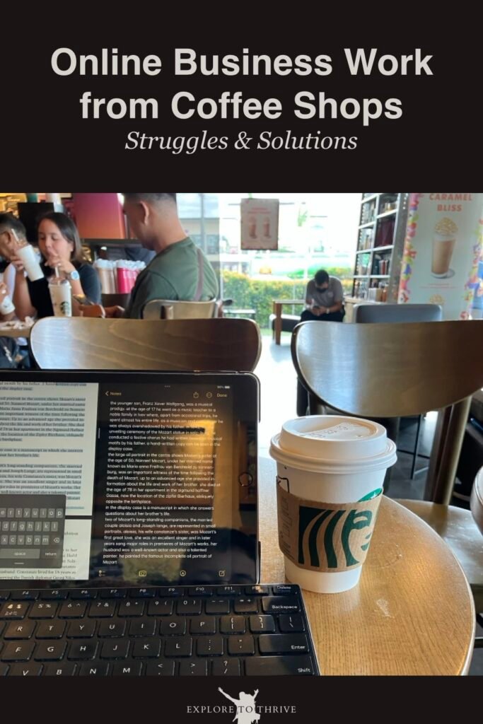 Struggles of Building an Online Business From Coffee Shops and How to Handle Them 20 Online Business Work from Coffee Shops Struggles & Solutions — Pinterest Pin