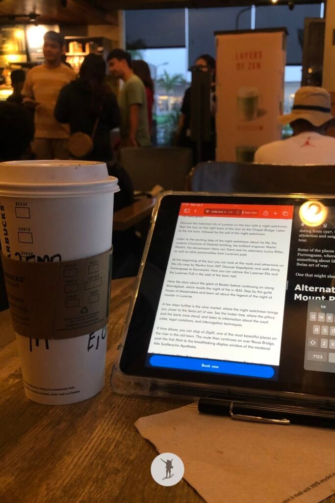 The Challenges of Building a Creator Business Without an Ideal Workspace (and My Solutions) 7 The scene inside a coffee shop as I create content using my iPad