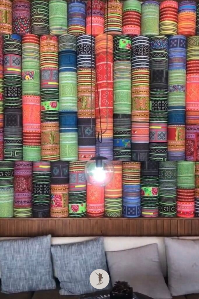 Reality vs Expectation of Visiting Fansipan from Sa Pa: How You Can Avoid Disappointments 22 Beautiful interiors featuring vietnamese traditional patterns on fabric inside Du Soleil Cafe in Fansipan, Sa Pa, Vietnam