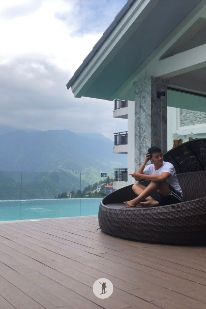 Hanging out near the pool of Sa Pa Bamboo Hotel, Sa Pa, Vietnam