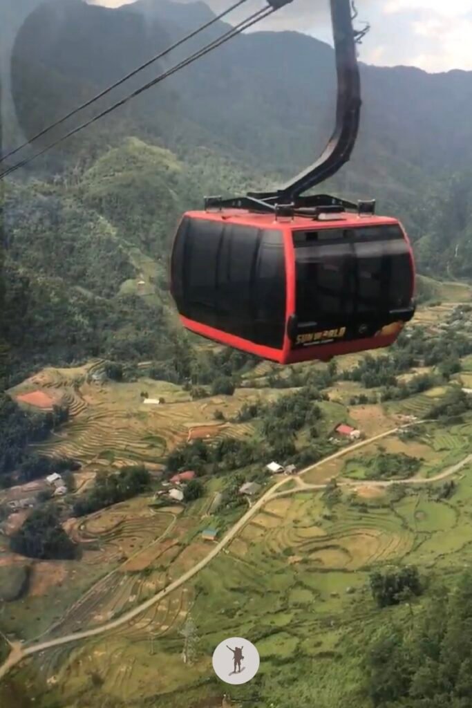 Reality vs Expectation of Visiting Fansipan from Sa Pa: How You Can Avoid Disappointments 10 The gondola of Fansipan cable car above Muong Hoa Valley rice terraces, Sa Pa, Vietnam