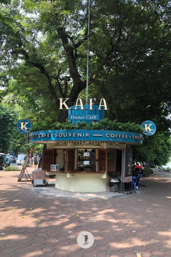 A Cafe along the shores of Hoan Kiem Lake in Hanoi, Vietnam