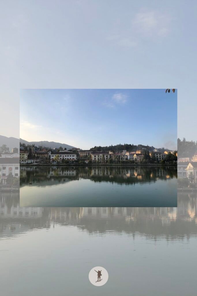 Beautiful reflections, a view from a photo spot along Lake Sa Pa, Vietnam