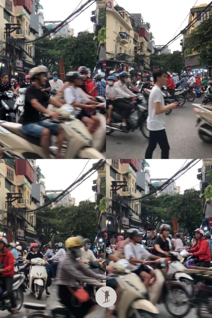Chaotic motorcycle scene of Hanoi, Vietnam