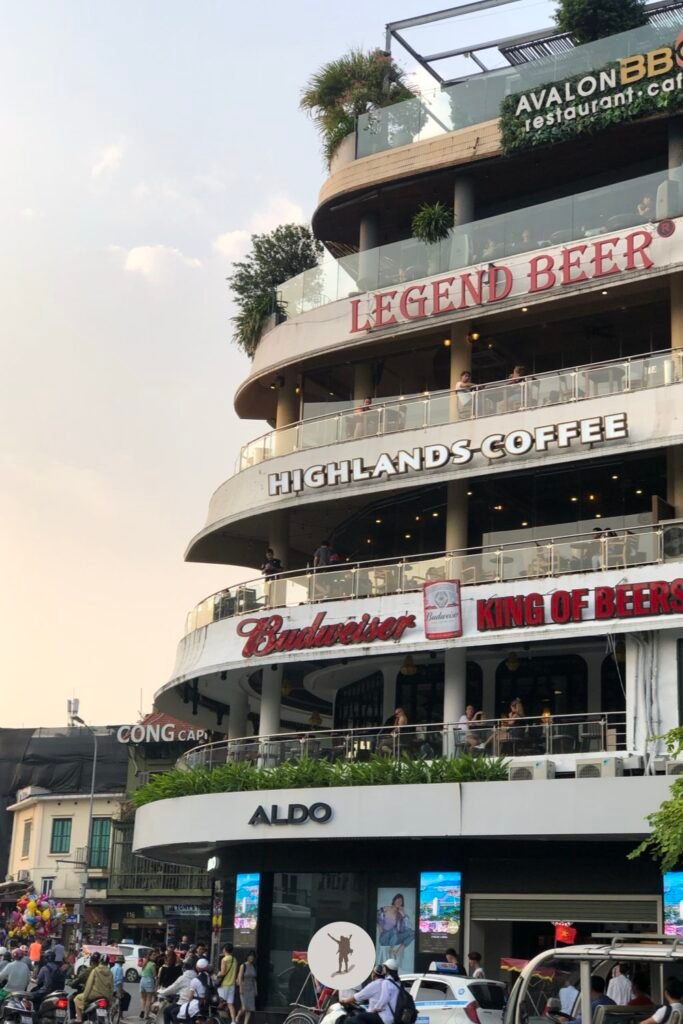 Golden hour in Dong Kinh Nghia Thuc Square in Hanoi, Vietnam