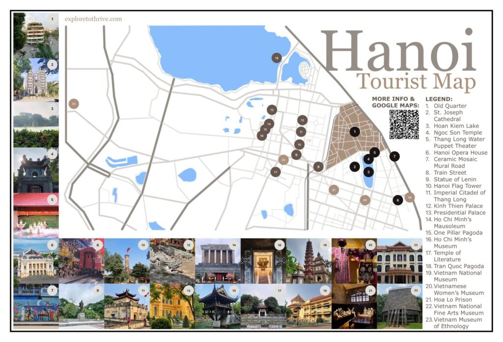 Hanoi Travel Map: A Multi-Day Plan to Explore the City’s Attractions and Experiences 2 Hanoi Map — With Labels (updated)