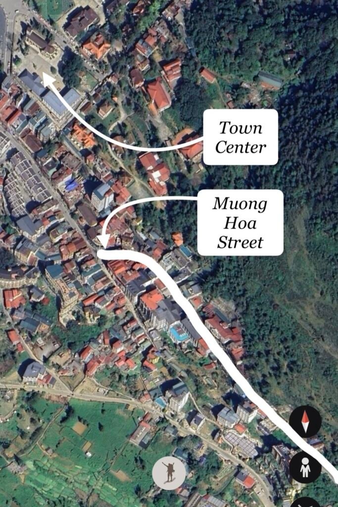 Location of the Muong Hoa Street in Sa Pa, Vietnam