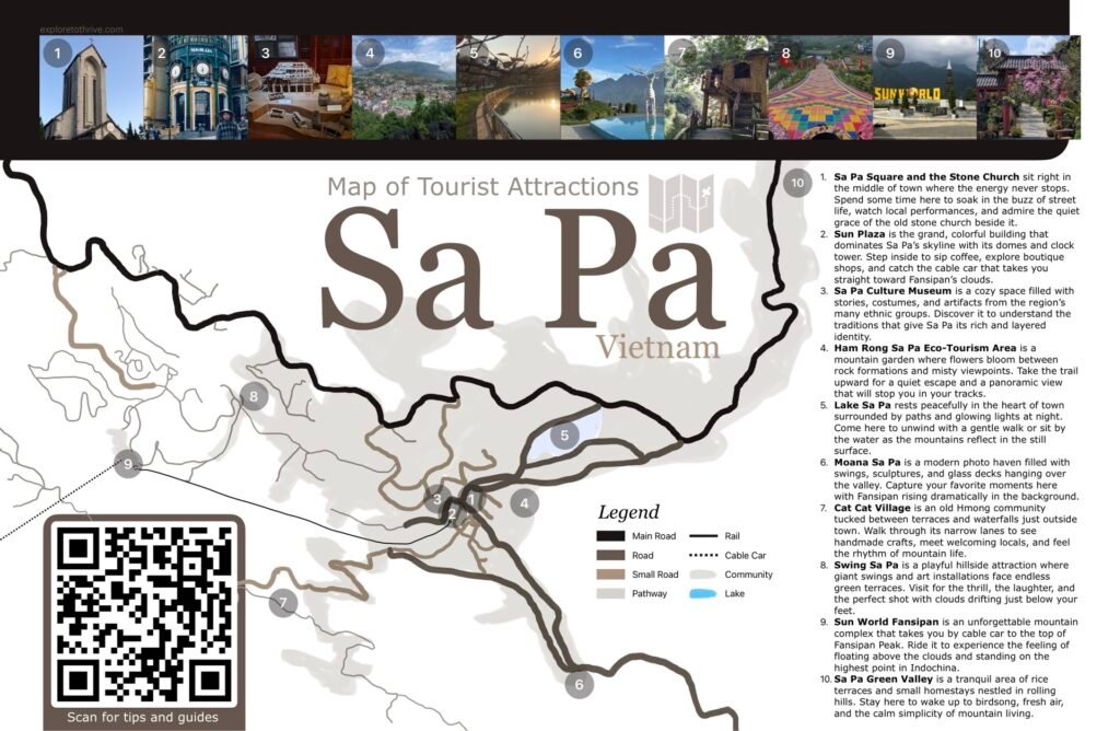 Map of Sa Pa Tourist Attraction Near the Town