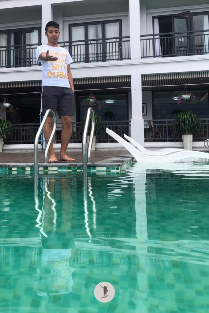 Bamboo Sa Pa Hotel: Why It’s Worth Staying If You Want the Views and Relaxation 19 Me talking to my friend in the pool of Bamboo Sa Pa hotel, Sa Pa, Vietnam