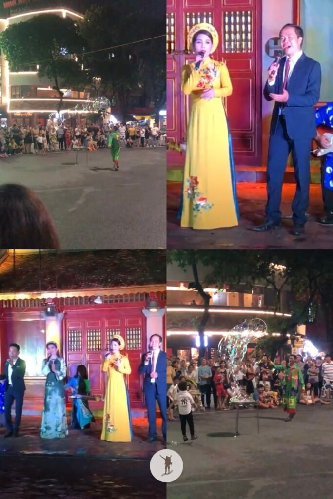 Performers and fun during Hanoi Walking Street, Hanoi, Vietnam