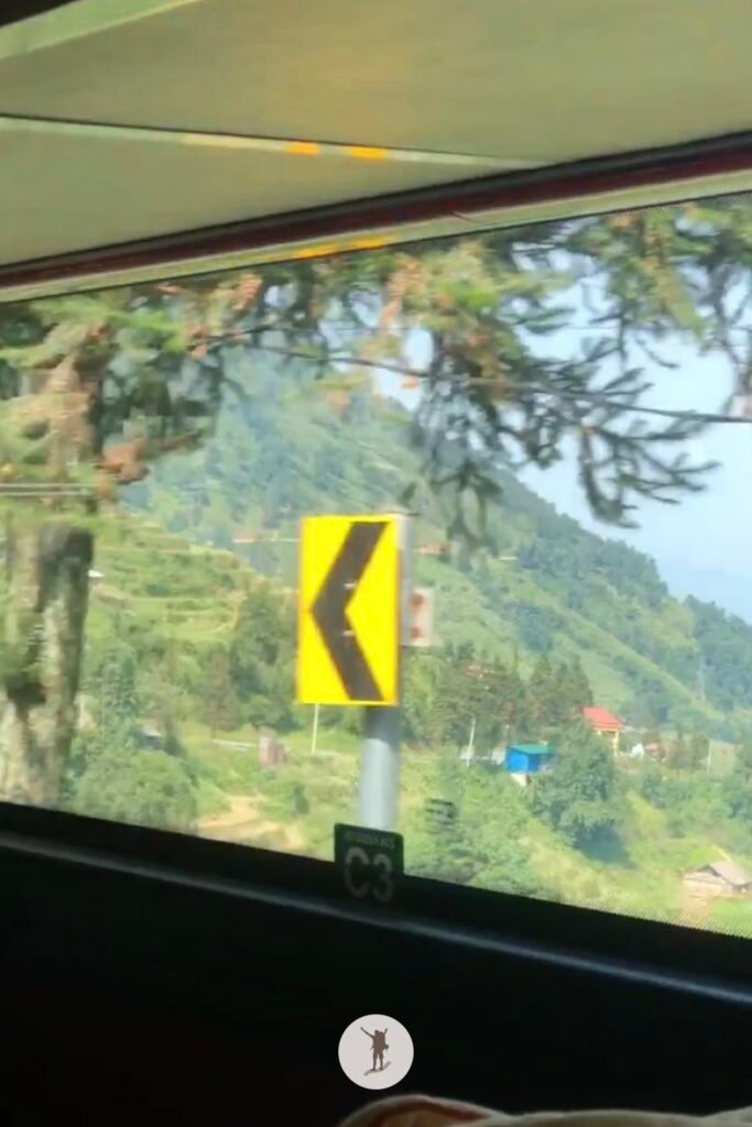 View inside the bus going to Hanoi from Sa Pa, Vietnam