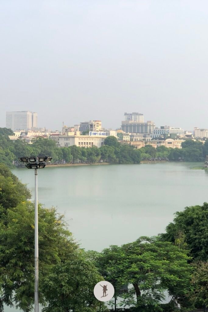 View of Hoan Kiem Lake from Coffee Club Restaurant in Hanoi, Vietnam