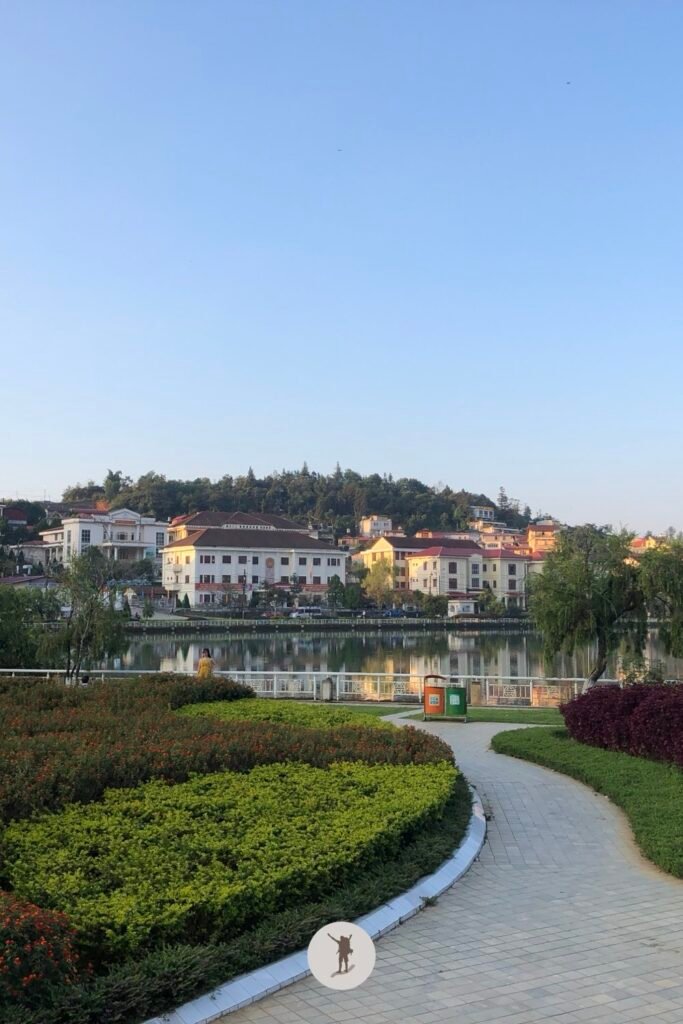 View of the flower park of Lake Sa Pa, Vietnam