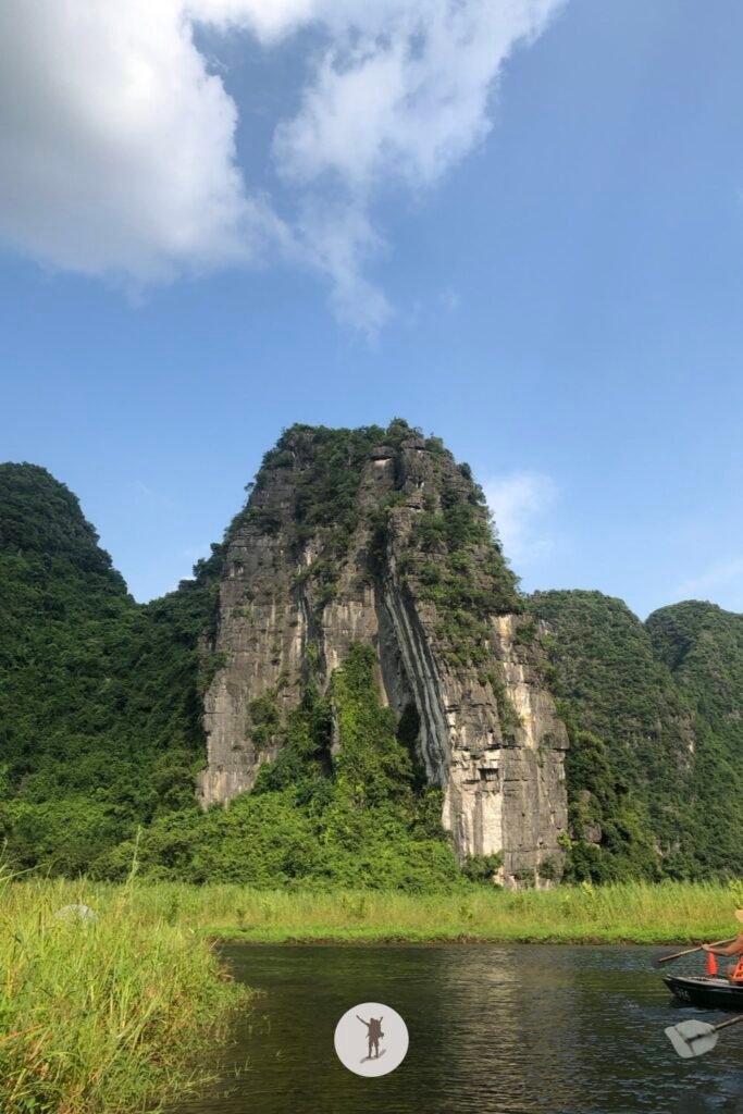 A unique looking karst mountain in Trang An, Ninh Binh, Vietnam