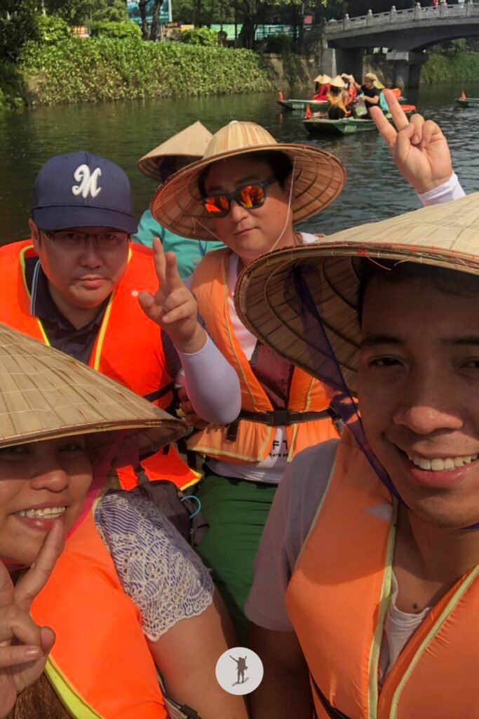 Another shot of me, my friend, and our korean acquaintances in Trang An, Ninh Binh, Vietnam