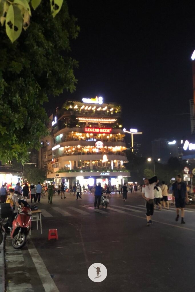 Night view of Dong Kinh Nghia Thuc Square in Hanoi, Vietnam