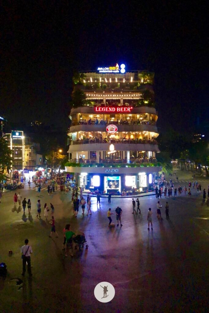 Overlooking view of Dong Kinh Nghia Thuc Square in Hanoi, Vietnam