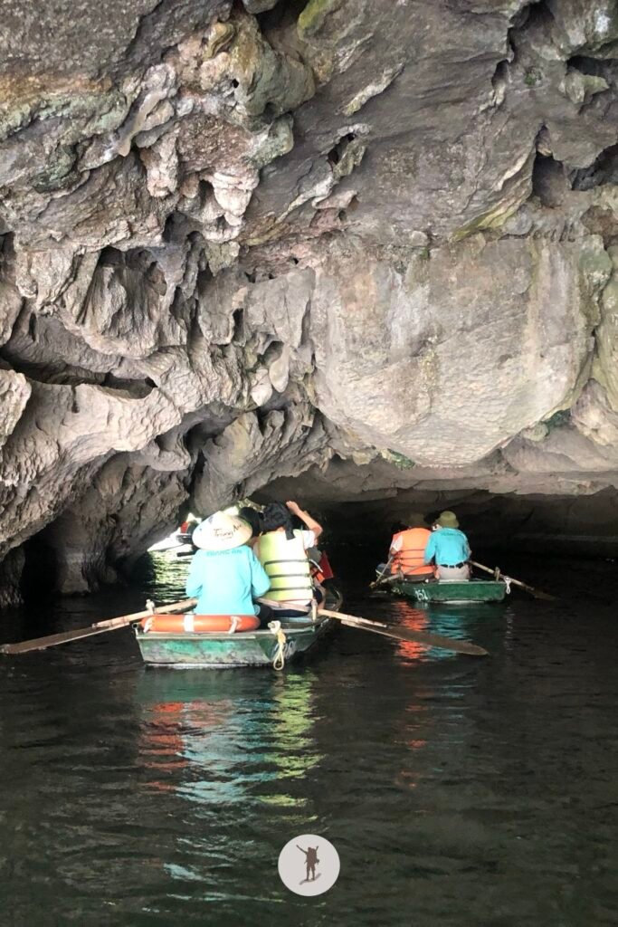 Rock formations in the cave as seen from its entrance in Trang An, Ninh Binh, Vietnam