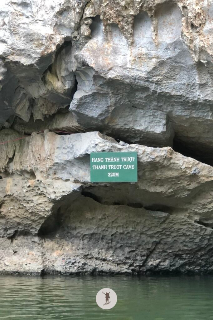Thanh Truot Cave sign and entrance in Trang An, Ninh Binh, Vietnam