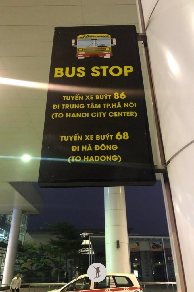 Sign board for Bus 86 Stop in Noi Bai International Airport, Hanoi, Vietnam