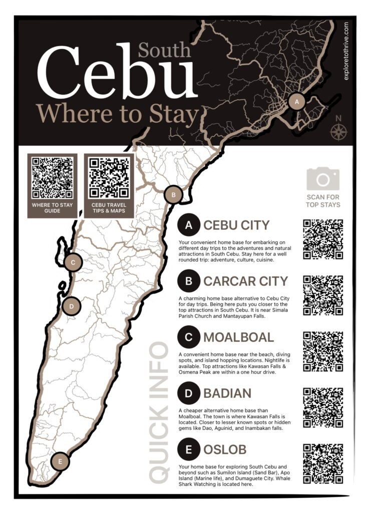 South Cebu Where to Stay Tourist Map
