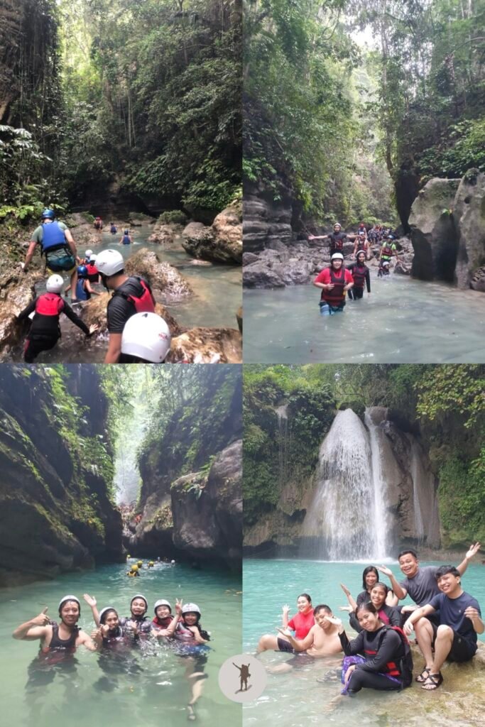 Crowd situation during off-peak season in Kawasan Falls Canyoneering, Cebu, Philippines