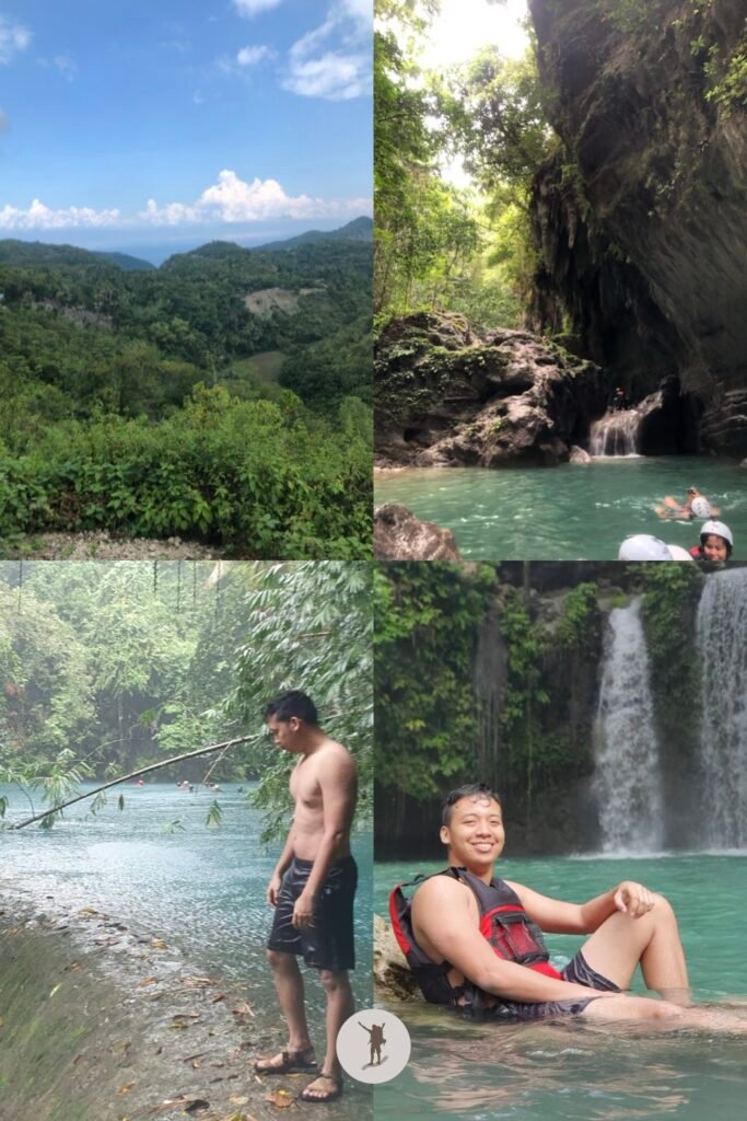 Different views along the scene of the canyoneering trail to Kawasan Falls, Cebu, Philippines