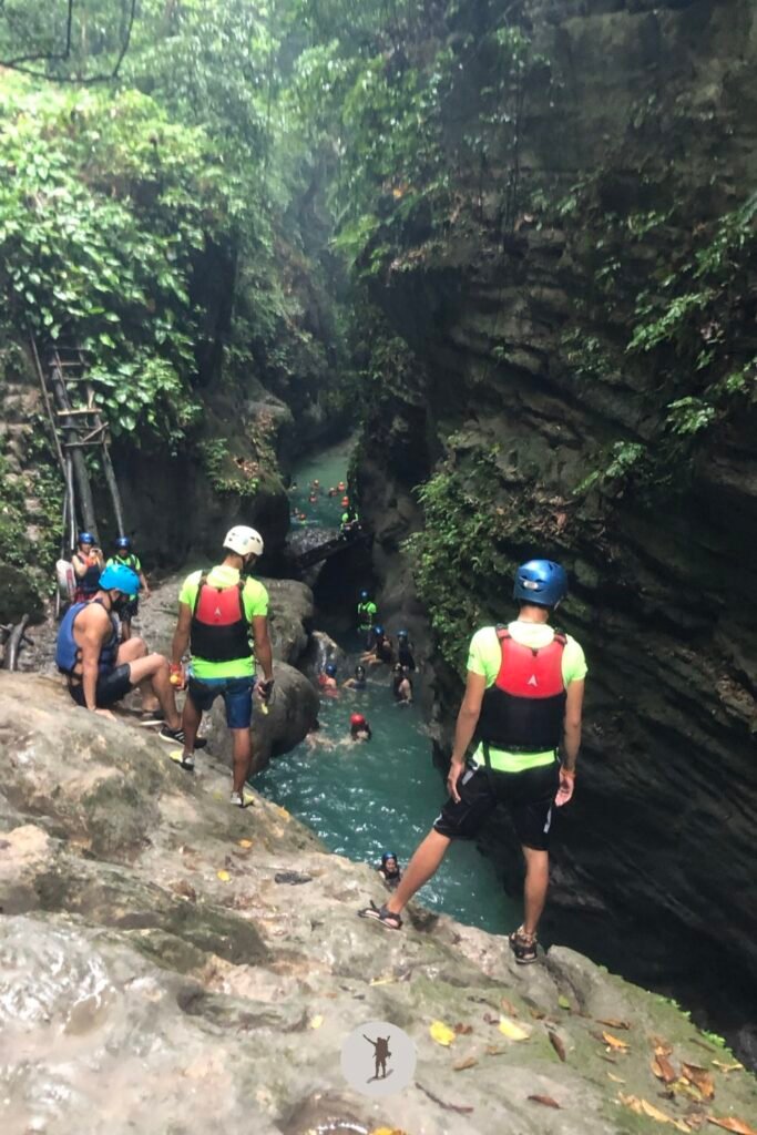 One of the stages in canyoneering trail in Kawasan Falls, Badian, Cebu, Philippines