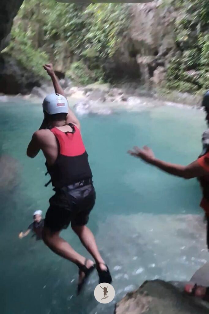 Part 2, 4-meter cliff jump while canyoneering in Kawasan Falls, Cebu, Philippines