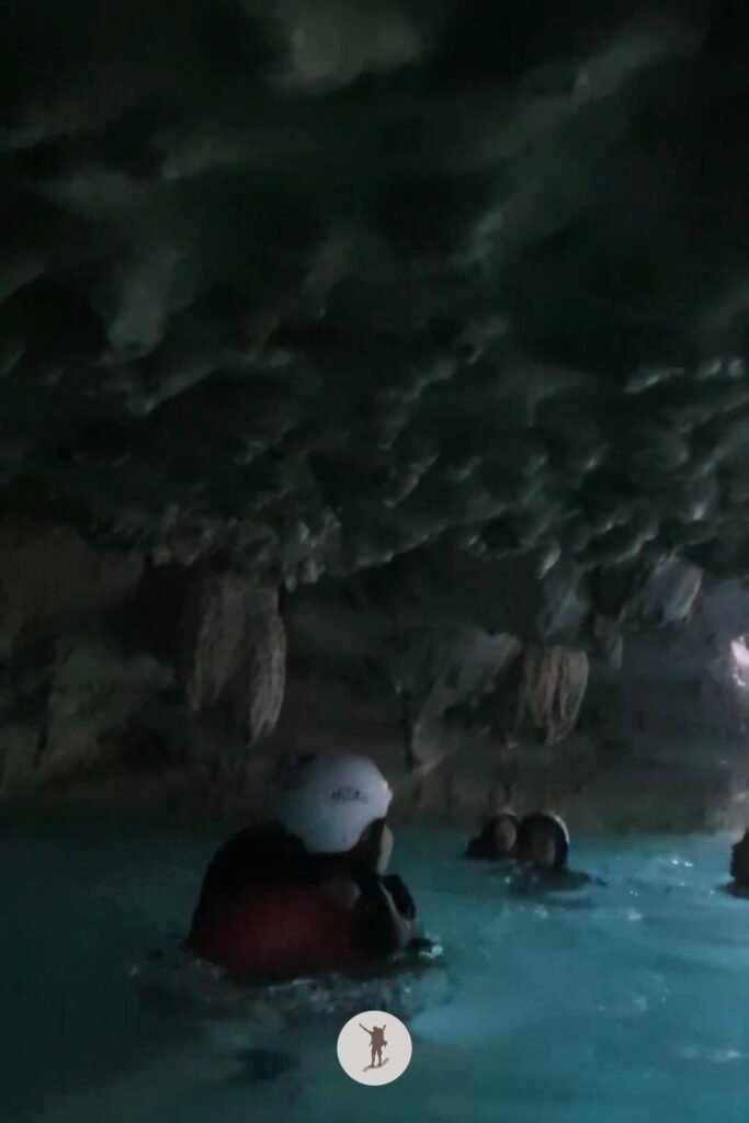 Part 2, Underground river after 7-meter cliff jump low light shot while canyoneering in Kawasan Falls, Cebu, Philippines