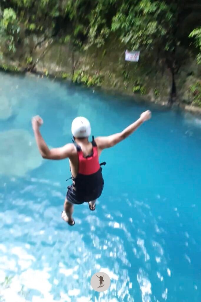 Part 3, 10-meter cliff jump while canyoneering in Kawasan Falls, Cebu, Philippines
