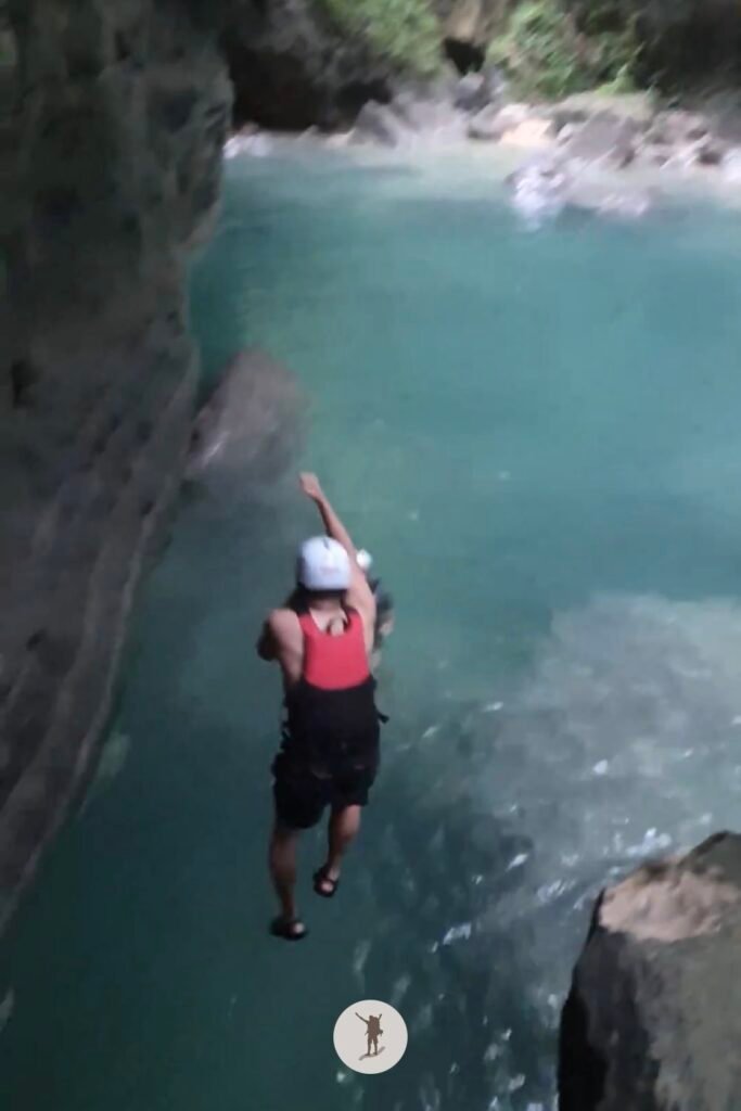 Part 3, 4-meter cliff jump while canyoneering in Kawasan Falls, Cebu, Philippines