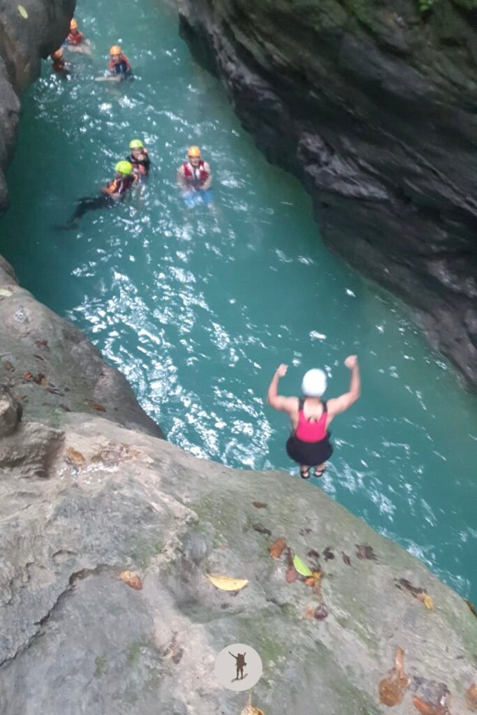 Part 3, 7-meter cliff jump while canyoneering in Kawasan Falls, Cebu, Philippines